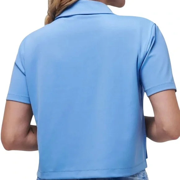 Travis Mathew Blue Boxy Crop Polo Shirt - Picture 2 of 3